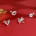 wholesale 925 Silver Chinese Style Earring Series For Women Screw-back Ear Cartilage Studs In Pure Silver Wholesale-0-1