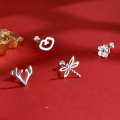wholesale 925 Silver Chinese Style Earring Series For Women, Screw-back Ear Cartilage Studs In Pure Silver Wholesale-0-1