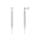 wholesale S925 Sterling Silver Butterfly Opal Zircon Fringe Chain Letter Earrings, Korean Style-0-11