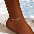 wholesale 925 Sterling Silver Simple Infinity Symbol With Zircon Accent Heart Ankle Chain, Cross-border Hot Seller-0-2
