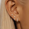 wholesale S925 Sterling Silver Classic Eight-pointed Star Zircon Ear Hoop And Stud Earring Set,-0-3