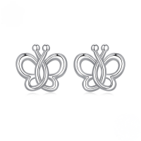 wholesale 925 Sterling Silver Butterfly Stud Earrings For Women Girls Gift-undefined