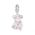 wholesale Sterling silver, cute pink star bear beads, jewelry making accessories charms-0-0