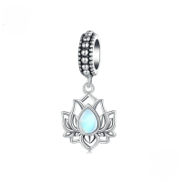 wholesale S925 sterling silver moonstone bracelet pendant loose beads lotus trending-undefined
