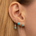 wholesale S925 Sterling Silver Ins Turquoise Marquise Hoop Earrings With Zircon Accents,-0-2