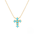 wholesale S925 Sterling Silver Geometric Turquoise Cross Teardrop Collarbone Necklace, Fashionable And Minimalist-0-4