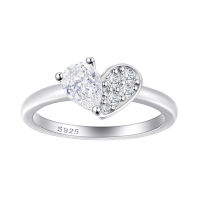 wholesale Sterling silver teardrop zircon heart-shaped ring, high-end S925 silver rings-undefined