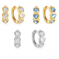 wholesale 925 Sterling Silver Heart-shaped Zircon-accented Ear Hoop Clasp Earrings For Women,ins。-0-0