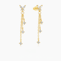 wholesale S925 Sterling Silver Chain Butterfly Tassel Zircon Inlaid Earrings, Korean Style, Unique, And Sophisticated-0-0