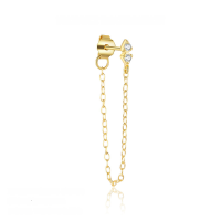 wholesale S925 Sterling Silver Triangle Tassel Earrings For Women, Elegant Zircon Accents, Versatile Stacking, Modern Minimalist Style-E4922-Gold/Pair 925 Silver