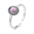 wholesale S925 Sterling Silver Moon Flower Zircon Opal Adjustable Ring For Women-0-7