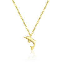 wholesale 18k Gold Plated S925 Sterling Silver Dolphin Pendant Necklace With Zircon, Ins Minimalist Design-YA0466_White Zirconium_18K Yellow Plated-40+5CM 925 Silver