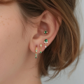 wholesale S925 Sterling Silver Ultra-sparkling Green Zircon Earrings, Fashionable, Trendy, Luxurious, And Exquisitely Irregular-0-1