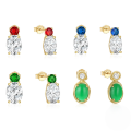 wholesale 925 Sterling Silver New Classic Luxury Zircon-encrusted Emerald Stud Earrings,。-0-0