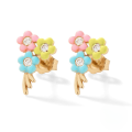 wholesale S925 Sterling Silver Cute Petal Enamel Drip Glaze Colorful Stud Earrings,ins-0-4