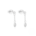 wholesale S925 Sterling Silver Geometric Star And Moon Earrings With Pearl, Zircon, And Fringe Chain-0-7