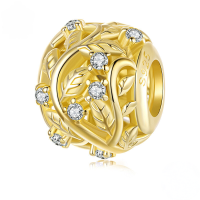 wholesale S925 silver gold-plated beads set, lucky golden money series for jewelry making.-undefined