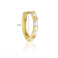 wholesale S925 Sterling Silver Geometric Zircon Earrings For Women, Minimalist French Style-E4641-Gold/Single 925 Silver