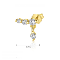 wholesale S925 Sterling Silver Geometric Teardrop Marquise Zircon European Cross-border French Earrings For Women-E4813-Gold/Single 925 Silver