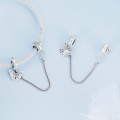 wholesale S925 sterling silver butterfly safety chain with silicone spacer beads bracelet parts-0-2