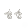 wholesale S925 Sterling Silver Geometric Smooth Double-layer Teardrop Heart Stud Earrings, Trendy Ins Minimalist-0-7