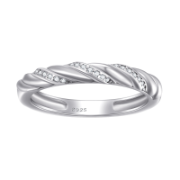 wholesale 925 silver twisted design ring with pave diamond band, minimalist luxury, open tail style-undefined