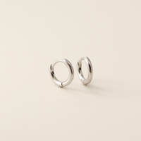 wholesale S925 Sterling Silver Minimalist Korean Plain Circle Round Ear Studs Light Surface Multiple Sizes Stackable Ear Hoops-6mm platinum 925 silver