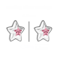 wholesale 925 Sterling Silver Star And Moon Studs Earrings For Women-Pink Diamond Star Earrings