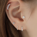 wholesale S925 Sterling Silver 16g Flat Head Threaded Cartilage Ear Stud With Floral Design, Minimalistins Style-0-2