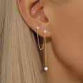 wholesale S925 Sterling Silver Tassel Marquise Zircon Stud Earrings, Pearl Star Ear Cuffs-0-3