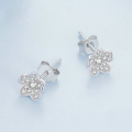 wholesale S925 sterling silver full-set zircon flower stud earrings love heart BSE855-0-2
