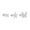 wholesale 925 Sterling Silver Geometric Star And Moon Zircon-pearl Earring Set, Hot-selling In Europe And America-0-23