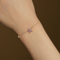 wholesale S925 Sterling Silver Flower And Star Charm Bracelet With Zircons, Women's Light Luxury Minimalist Trendy Cross-border Jewelry-0-2