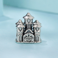 wholesale S925 sterling silver heart fairy tale castle beaded oxidized versatile loose beads jewelry-undefined