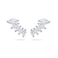 wholesale S925 Sterling Silver Marquise Zircon Floral Petal Stud Earrings,-0-4