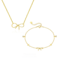 wholesale S925 Sterling Silver Sweet Bow Necklace With Zircon,，。-0-0