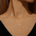 wholesale S925 Sterling Silver Four-leaf Clover Pendant Necklace With Inlaid Zircons, Minimalist Flower Collarbone Chain-0-2