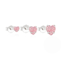 wholesale 925 Sterling Silver Classic Versatile Heart-shaped Zircon-accented Women's Earrings, 3-piece Set-0-13
