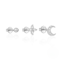 wholesale 925 Sterling Silver Geometric Star And Moon Zircon-pearl Earring Set, Hot-selling In Europe And America-0-5