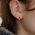 wholesale S925 Sterling Silver Geometric Earrings With Colored Zircon, Minimalist Style, Versatile Trendy Ear Cuffs-0-3