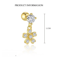 wholesale S925 Sterling Silver French-style Cross-border Zircon Star Moon Bow Earrings-E4830-Gold/Pair 925 Silver