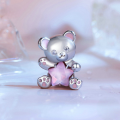 wholesale Sterling silver, cute pink star bear beads, jewelry making accessories charms-0-3