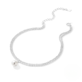 wholesale S925 Sterling Silver Adjustable Double-layer Cauliflower Chain With Pearl Pendant, Unisex Foot Anklet-0-1