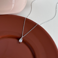 wholesale S925 Sterling Silver Minimalist Water Drop Zircon Necklace For Women With A Subtle Zircon Accent-Platinum 925 silver