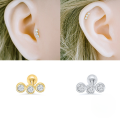wholesale S925 Sterling Silver Three-piece Screw Thread Zircon Ear Bone Stud, Hot Selling European And American Export-0-3