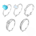 wholesale 925 Sterling Silver New Classic Four-claw Set Moonstone Ring With Turquoise-0-0