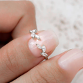 wholesale S925 Sterling Silver Adjustable Leaf Open Ring With Zircon, Trendy And Fresh For Women-0-1