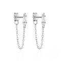wholesale 925 Sterling Silver Hot-sell Pearl And Zircon Drop Earrings With Chain Tassel-0-9