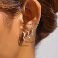 wholesale S925 Sterling Silver Wave-shaped Zircon Inlaid High-end Earring Ear Clasp Set, Popular On Ins-0-2