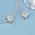 wholesale 925 Sterling Silver North Star Dangle Charm Blue Opal Bead For Bracelet-0-4